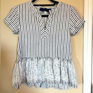 Striped Lace Trim Top